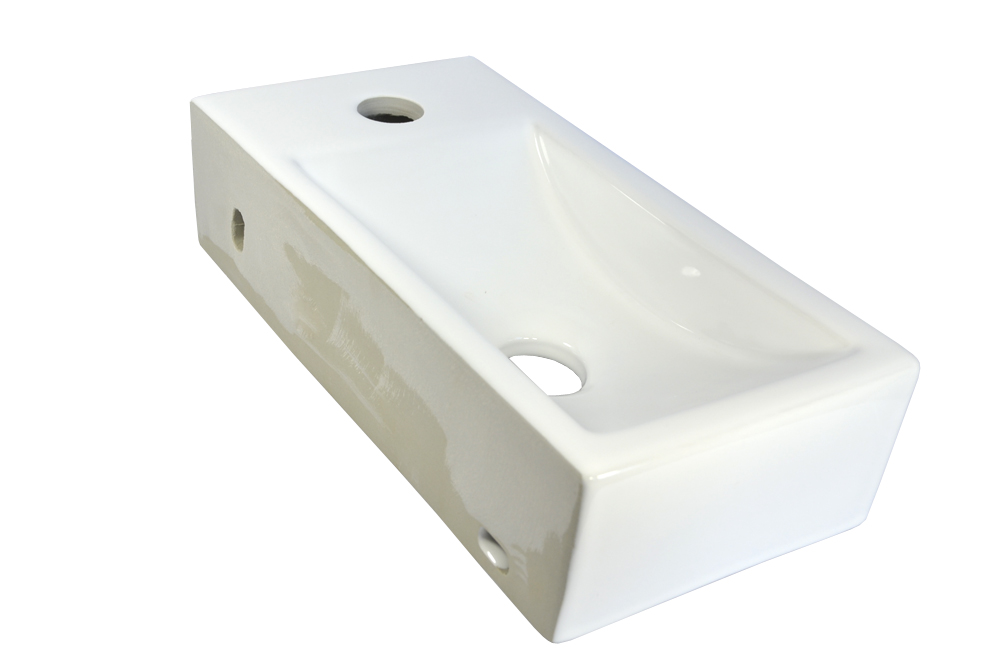 KERAMIK Waschbecken Wandmontage Aufsatz klein Handwaschbecken eckig 36