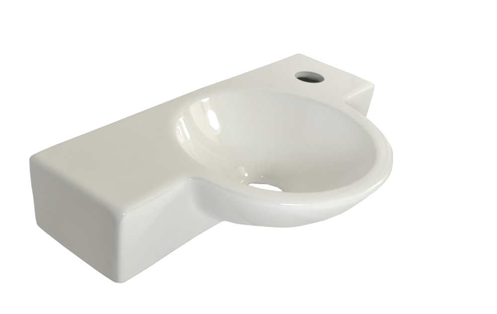 1 Waschbecken KERAMIK Wandmontage klein eckig Aufsatz