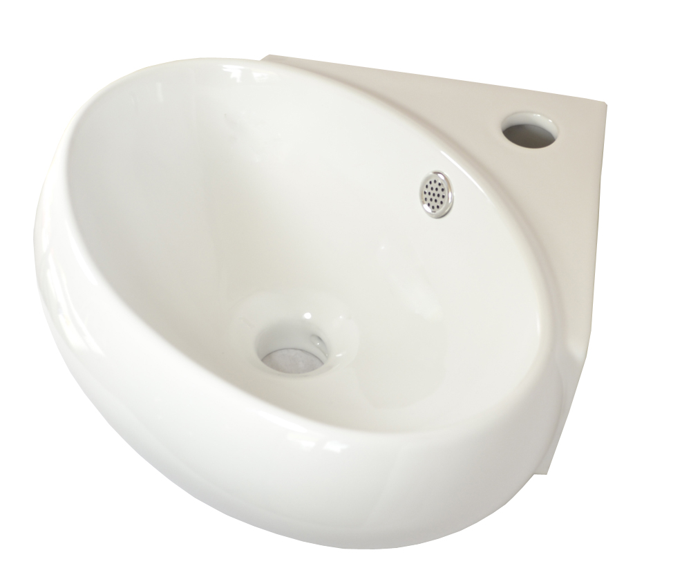 1 Eckwaschbecken Keramik oval klein Wandmontage waschbecken
